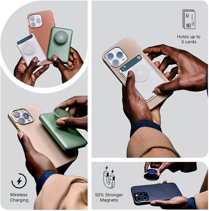 PopSockets iPhone 14 Phone Case with MagSafe, Wireless Charging Compatible, Bookish - Storied Shelves