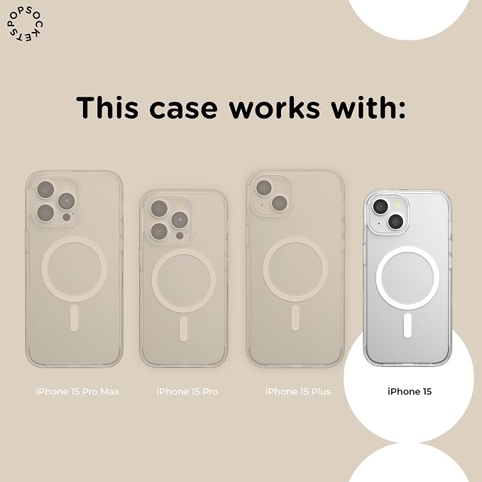 PopSockets iPhone 15 Phone Case with MagSafe- Curled Up & Cozy | Magnetic, Wireless Charging, Camera & Drop Protection, Dragon