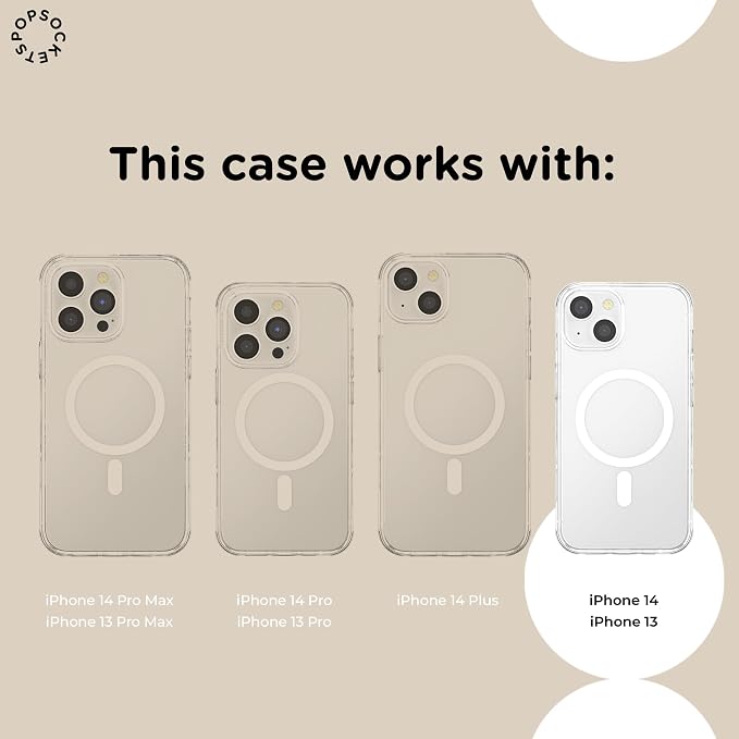 PopSockets iPhone 14 Phone Case with MagSafe- Sweet Heart Blue | Magnetic, Wireless Charging, Camera & Drop Protection, Blue, Phone, Women